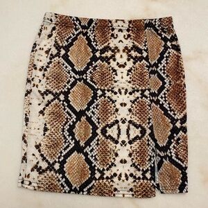 Nasty Gal Brown and Cream Snakeskin Mini Skirt